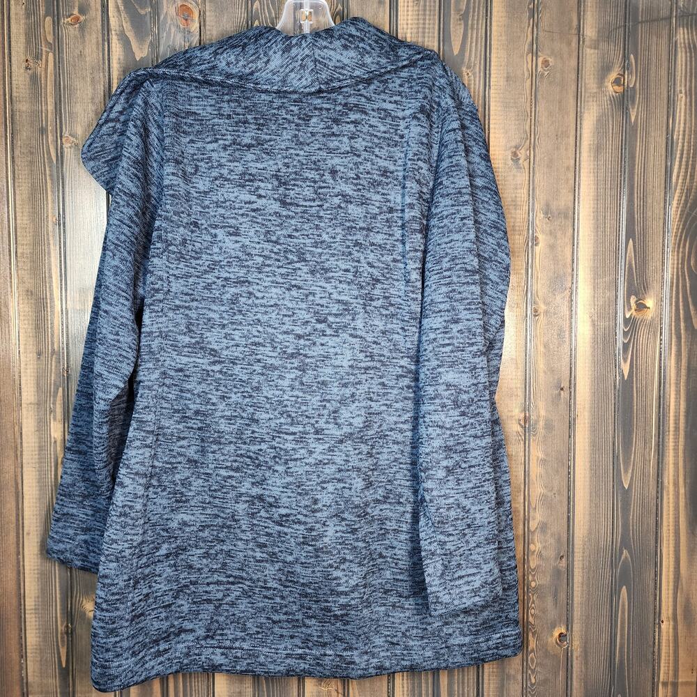Lands' End Evening Blue Heather Sweater Fleece Asymmetrical Coat Size L NWT - Picture 5 of 7